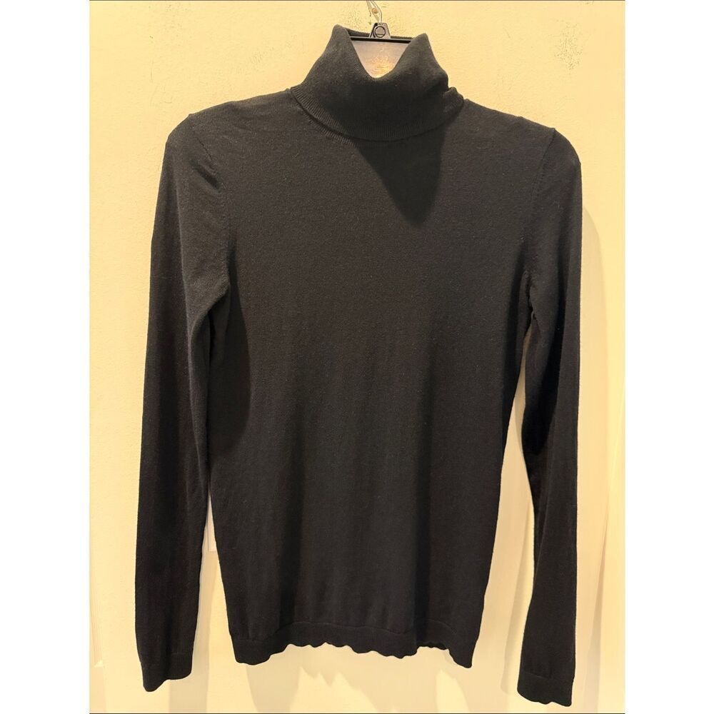 GAP Black Classic Turtleneck silk and cotton blend size Small - Picture 2 of 8